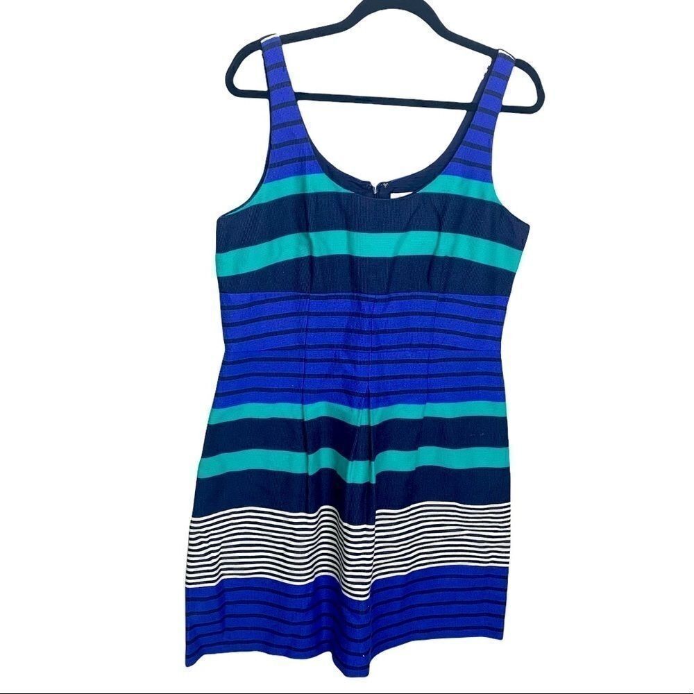 Ann Taylor LOFT fit and flare dress blue B1
